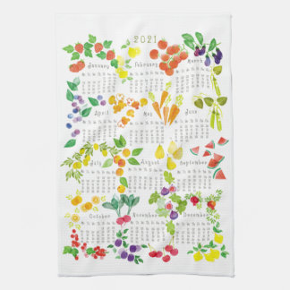 Fruits and Veggies - Calendar 2021 キッチンタオル