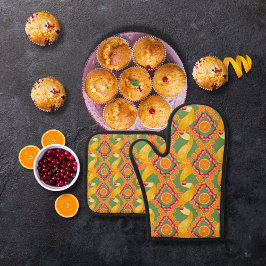 Fruits and zest green 鍋つかみ&鍋敷きセット