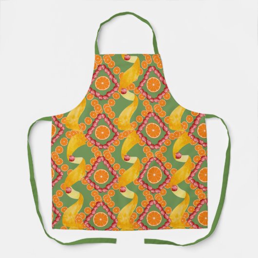 Fruits and zest green apron エプロン (正面)