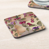 Fruits, patchwork, berries , pear , cherry , plum コースター (左側)