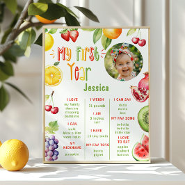 Fruits summer 1st birthday photo milestone ポスター