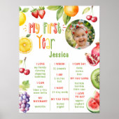 Fruits summer 1st birthday photo milestone ポスター (正面)