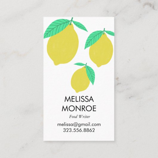 FRUITYおもしろい：レモン図解入りの、写真付きの 名刺 (裏面)