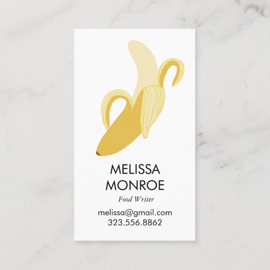 FRUITYおもしろい: banana 図解入りの、写真付きの 名刺 (裏面)