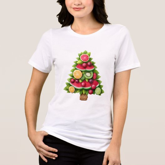 Fruity Christmas Tree Healthy Holiday Design トライブレンドTシャツ (正面)