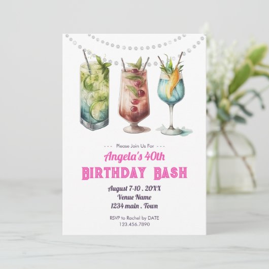 Fruity Cocktail 40th Birthday Summer  招待状 (スタンド正面)