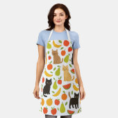 Fruity Feline Kitchen Apron: Cute Cats and Fruit  エプロン (着用した状態)