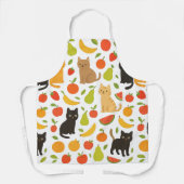 Fruity Feline Kitchen Apron: Cute Cats and Fruit  エプロン (正面)