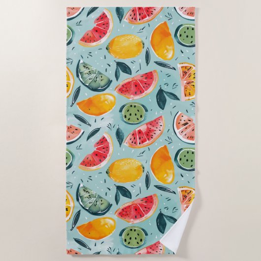 Frutas Coloridas de Verão ビーチタオル (正面)