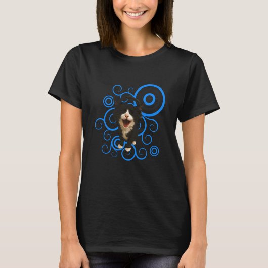 Frutiger Aero 猫 ミーム 楽しい ヘッドフォン 子猫 L Tシャツ (正面)