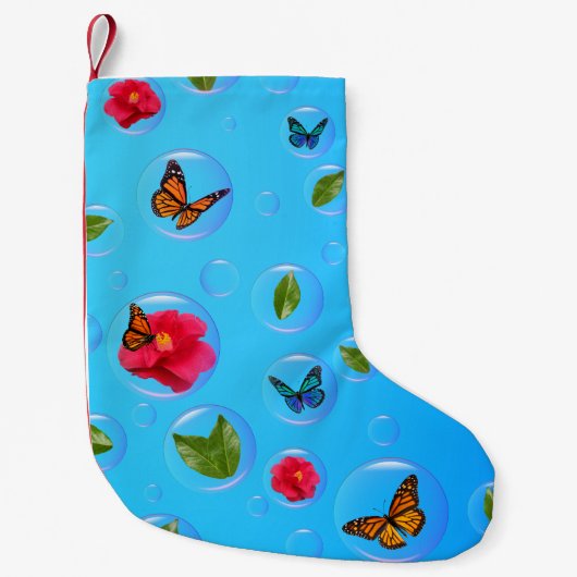 Frutiger Aero Butterfly Bubbles クリスマスブーツ スモールクリスマスストッキング (正面)
