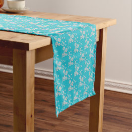 FS-スタイル1-AQUA-WHITE-TABLE RUNNER 14x72in ショートテーブルランナー