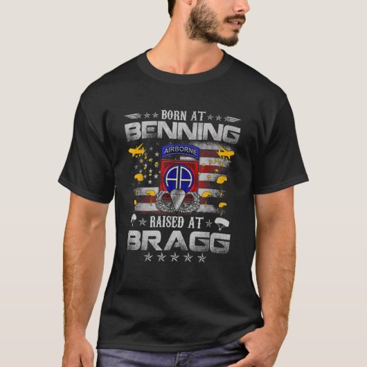 Ft Benning生まれがフォートブラッグ82機空高 Tシャツ (正面)