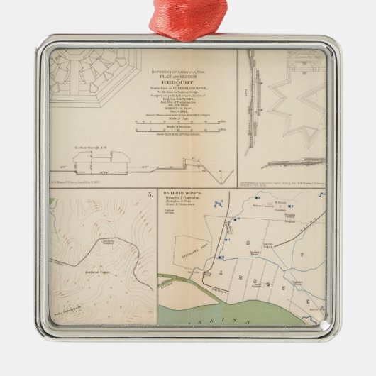 Ft Donelson、メンフィス、ナッシュビル メタルオーナメント (正面)