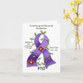 FTD前側頭認知症紫リボンノテカード カード (黄色い花)