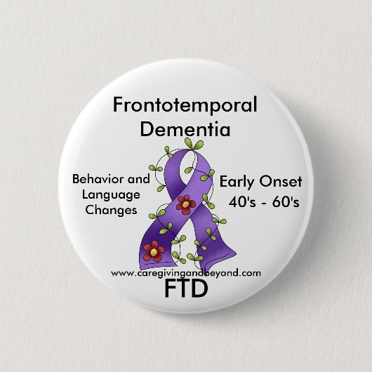 FTD、Frontotemporal痴呆の紫色のリボンPin 缶バッジ (正面)