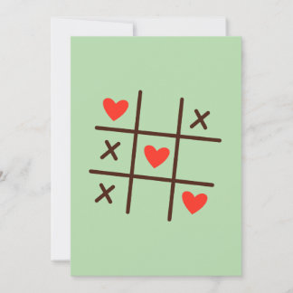 FTic Tac Toe Hearts Valentine Grelache Dankeskarte サンキューカード