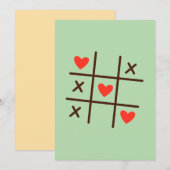 FTic Tac Toe Hearts Valentine Grelache Dankeskarte サンキューカード (正面/裏面)