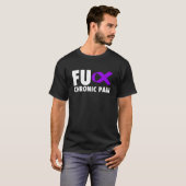 FU慢性痛紫色リボン Tシャツ (正面フル)