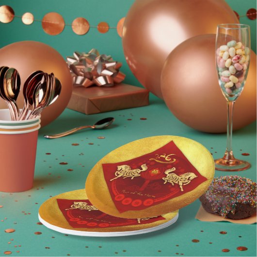 FU運中国の転灯の馬の年の挨拶PP01 ペーパープレート (複数)