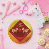 FU運中国の転灯の馬の年の挨拶PP01 ペーパープレート (パーティー)