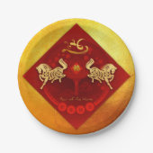 FU運中国の転灯の馬の年の挨拶PP01 ペーパープレート (正面)