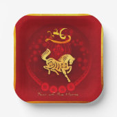 FU運中国の転灯の馬の年の挨拶PP02 ペーパープレート (正面)