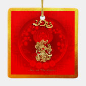 FU運中国の運ランタンラビット年挨拶SqCO3 セラミックオーナメント (裏面)