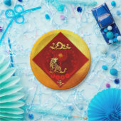 FU 中国の Luck Lantern Tiger Year greeting PP03 ペーパープレート (パーティー)