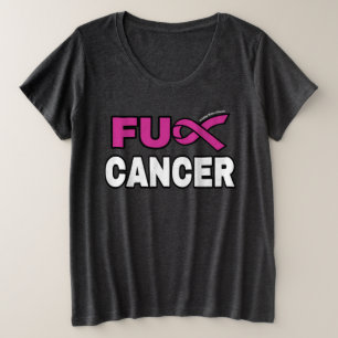 FU CANCER...乳癌プラス大きさのTシャツ プラスサイズTシャツ
