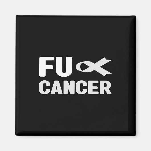 Fu Cancer T Shirt – 白いリボン、Fu Lung Cancer A マグネット (正面)