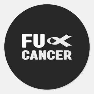 Fu Cancer T Shirt – 白いリボン、Fu Lung Cancer A ラウンドシール