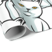 FU cat失礼な手おもしろい振りジェスチャーラッピング紙 ラッピングペーパー (ロールコーナー)