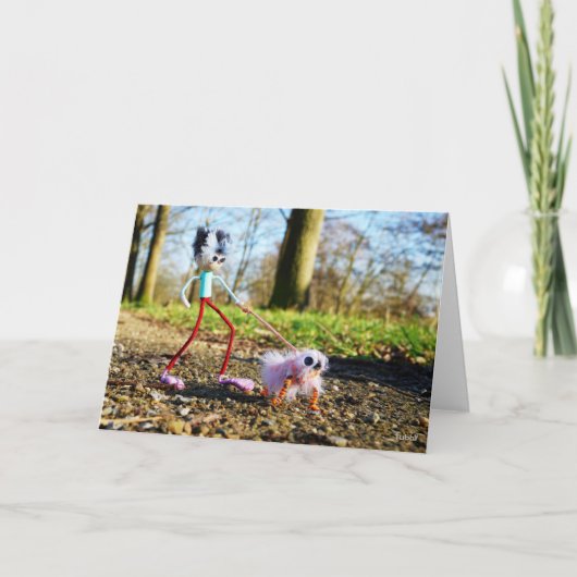 Fubby die zijn hondje uitlaat. サンキューカード (正面)