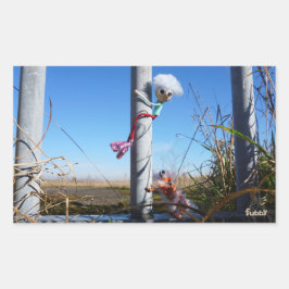 Fubby fantasie, op de vlucht voor een dier. 長方形シール