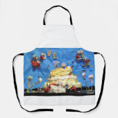 Fubby feest met taart en bruidspaar. エプロン (正面)