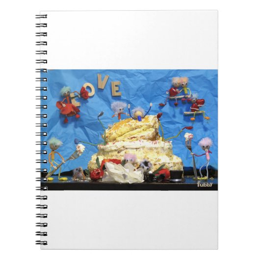 Fubby feest met taart en bruidspaar. ノートブック (正面)