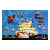 Fubby feest met taart en bruidspaar. ポスター (正面)