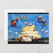 Fubby feest met taart en bruidspaar. ポストカード (正面/裏面)