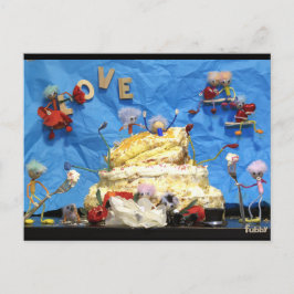 Fubby feest met taart en bruidspaar. ポストカード