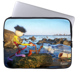 Fubby met flessenpost aan de kust. ラップトップスリーブ