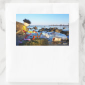 Fubby met flessenpost aan de kust. 長方形シール (バッグ)