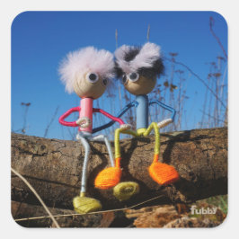 Fubby paartje dat romantisch verliefd zitten. スクエアシール