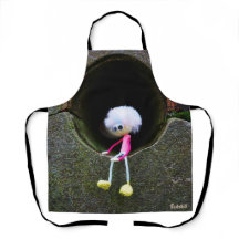 Fubby poppetje dat in een muur zit.