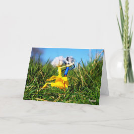 Fubby poppetjes die dansen in het gras. サンキューカード