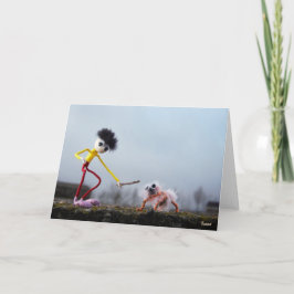 Fubby speelt buiten met dier. サンキューカード