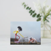 Fubby speelt buiten met dier. ポストカード (スタンド正面)