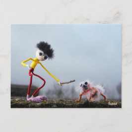 Fubby speelt buiten met dier. ポストカード