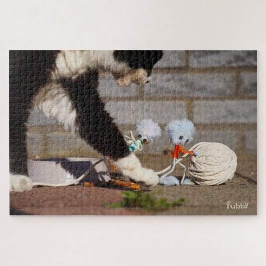 Fubby spelend met hun vriend de poes. ジグソーパズル (横)