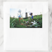 Fubby's bij een molen planten een krokus bol. 長方形シール (バッグ)